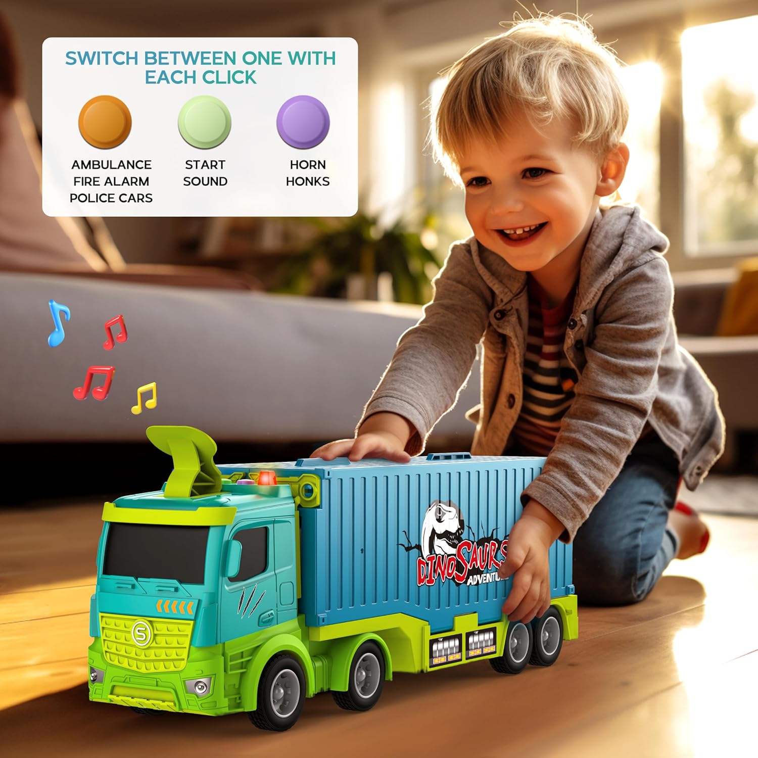 Vrachtwagen Racebaan Speelset | Truck met 8 Auto’s 3–6 Jaar