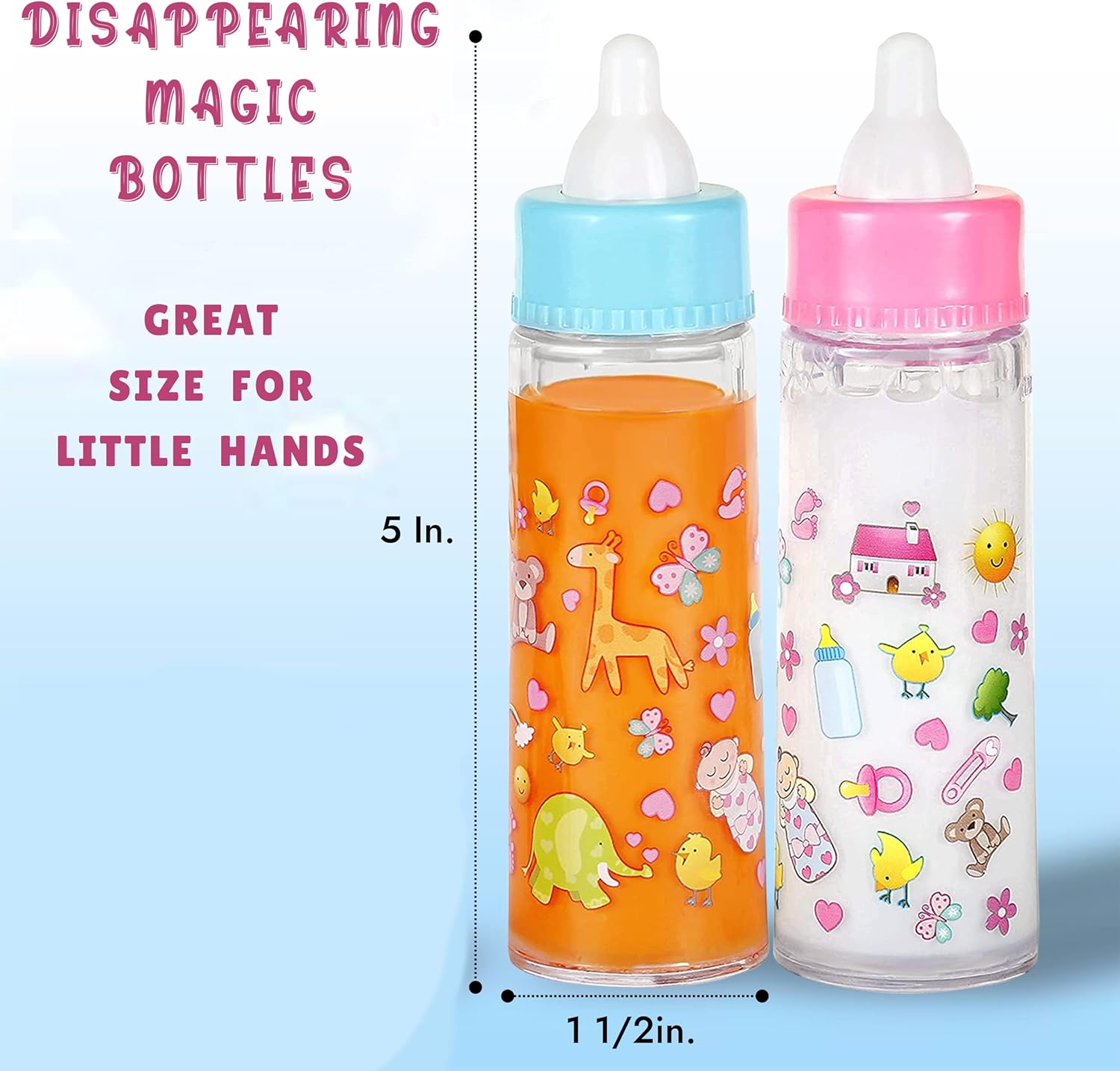 Poppenaccessoire set | Luiertas met 6 accessoires & magische fles voor poppenverzorging