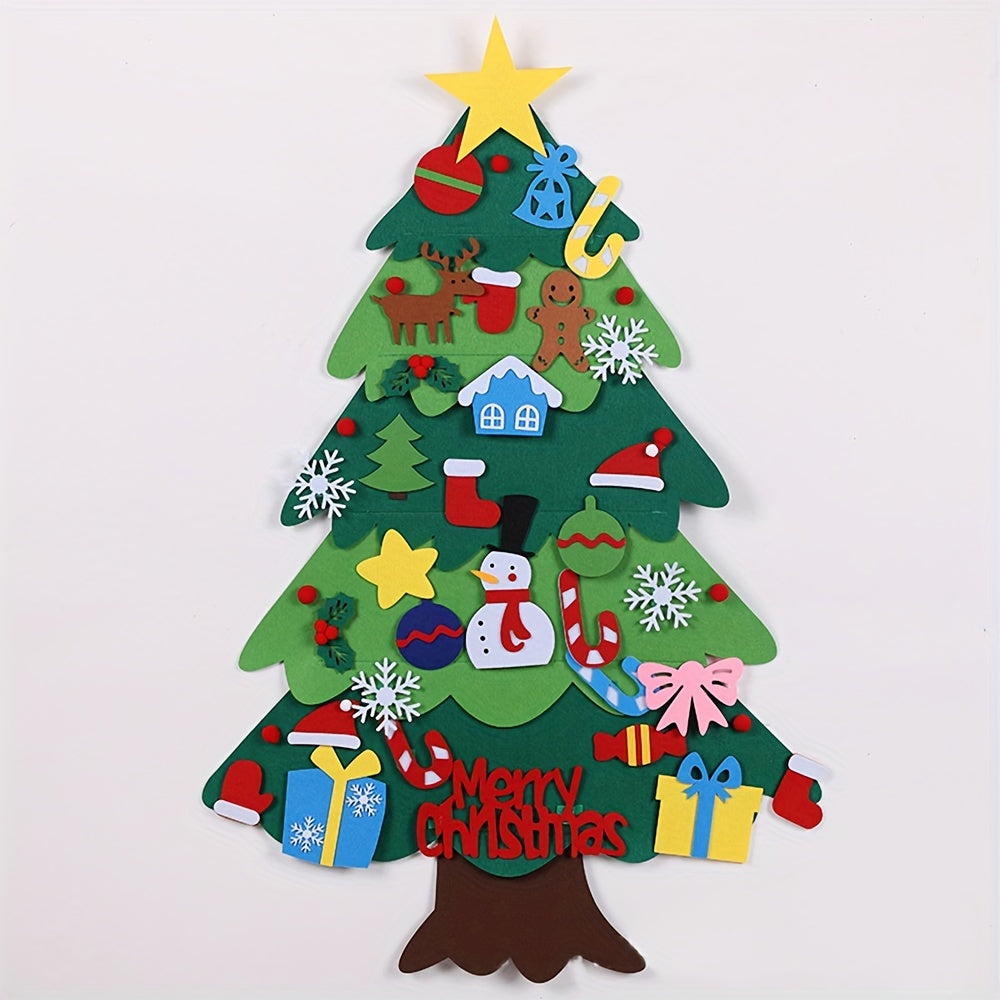 DIY Vilt Kerstboom met Ornamenten | Muurdecoratie Knutselset voor Kerstmis