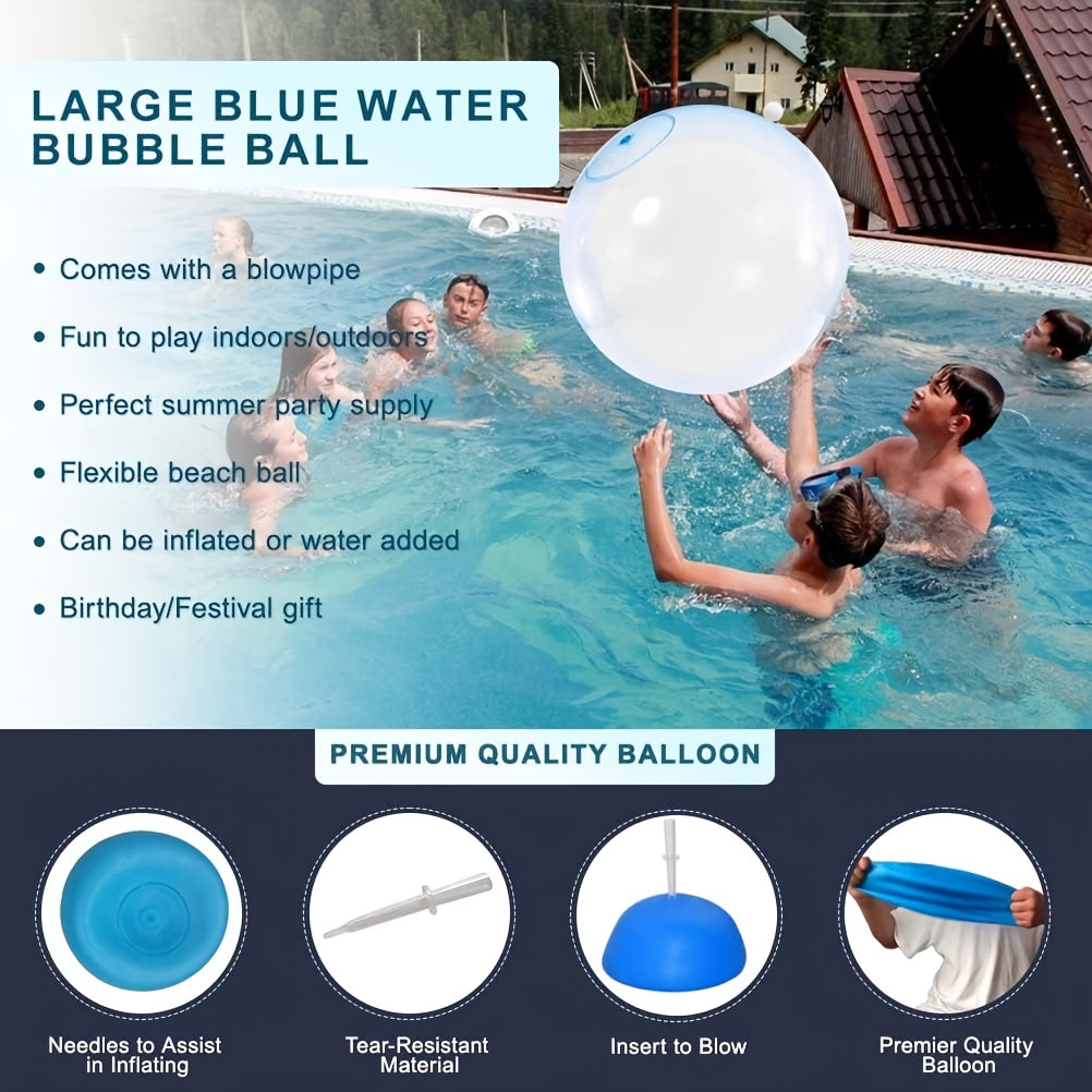Set van 3 Gigantische Bubbelballen – TPE Opblaasbare Waterballen, Blauwe Geleiballen | Voor Waterparken & Pretparken | Elektronisch Onbelast Waterspeelgoed