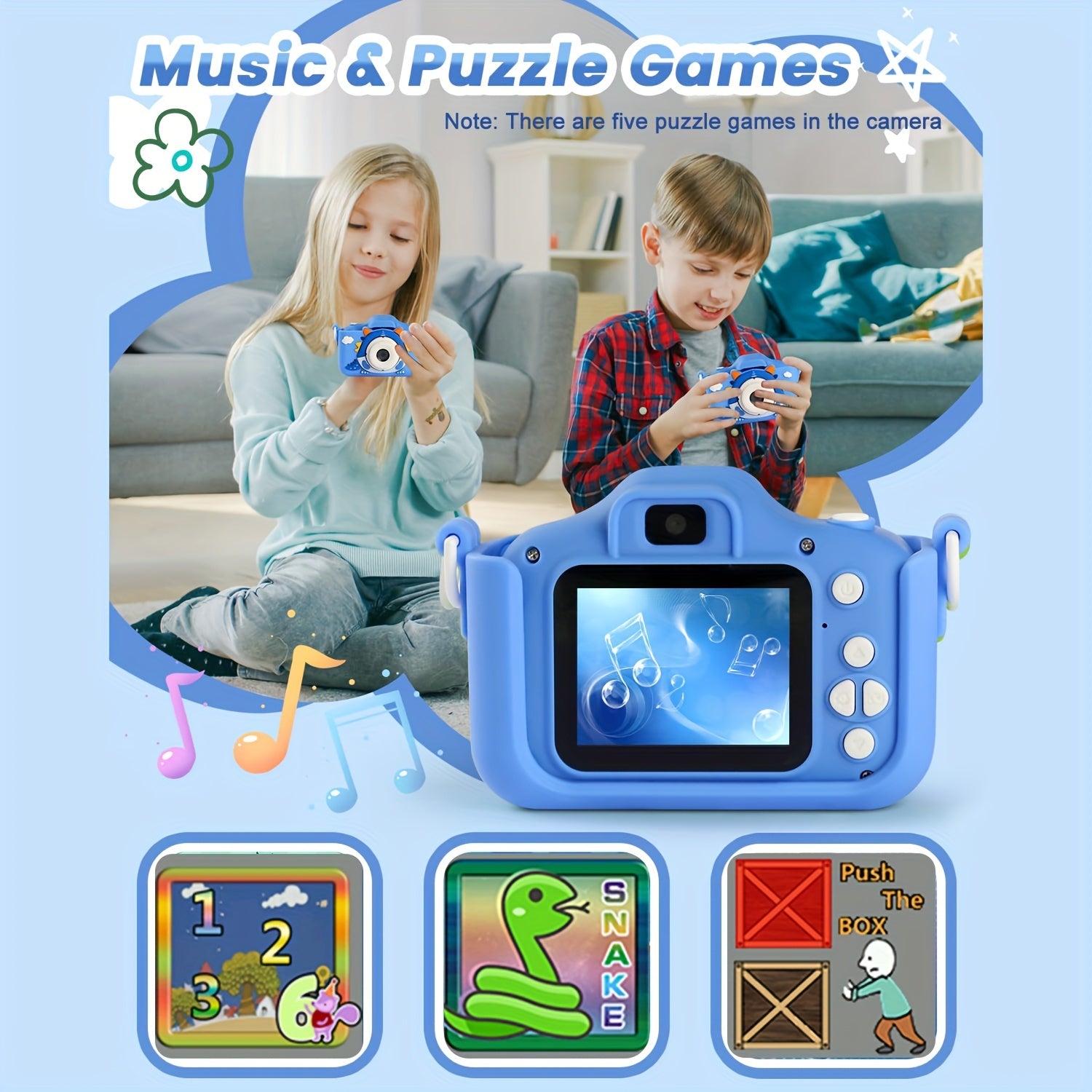 Digitale Kindercamera voor Kinderen vanaf 6 Jaar - HD Fototoestel met Selfiecamera voor Jongens en Meisjes - Inclusief 64GB Geheugenkaart als Perfect Cadeau