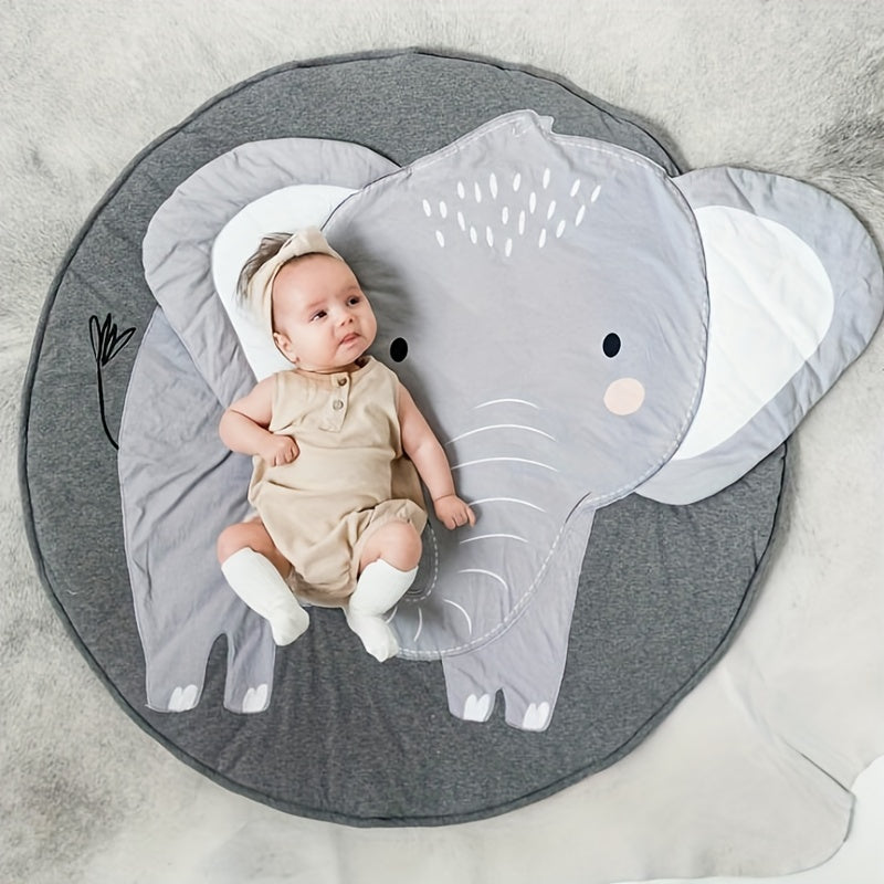 3D dierenvormige ronde kruipmat | Babykleed met verdikte katoenen voering, afneembaar met rits, perfect voor kinderkamerdecoratie
