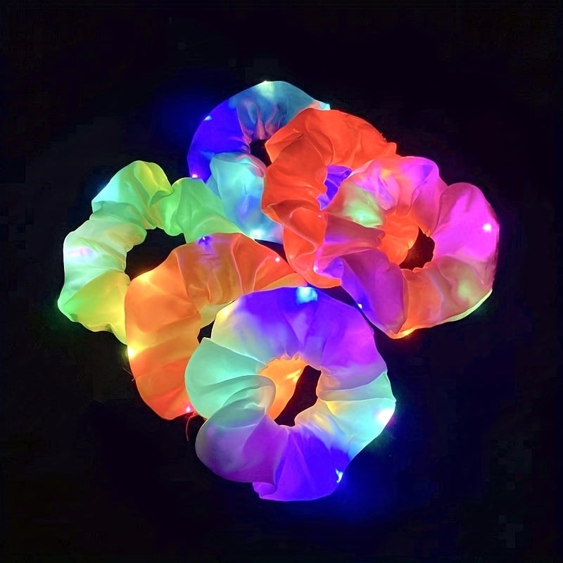 6 Stuks LED Scrunchies voor Vrouwen | LED Glow Scrunchies voor Meisjes | Meerdere Lichtmodi | Gloeiende Haarelastiekjes voor Kerst en Feesten