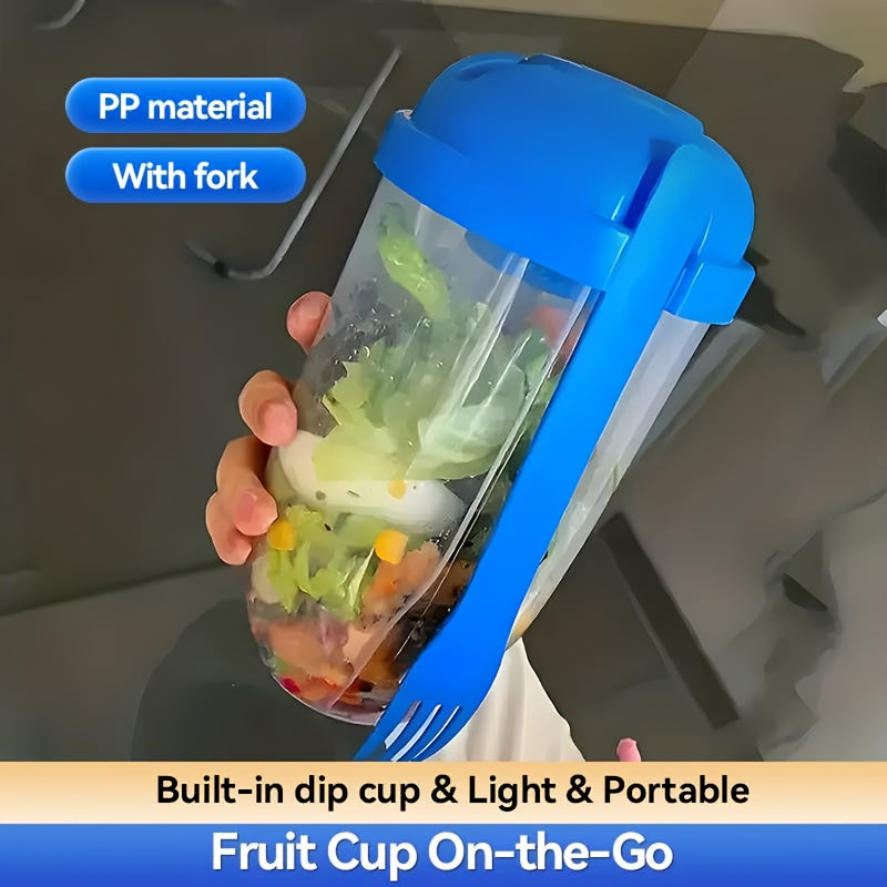 3 Stuks Saladebeker To Go Met Vork en Dressingbakje - 1000ml Gezonde Lunch Shaker Voor Onderweg