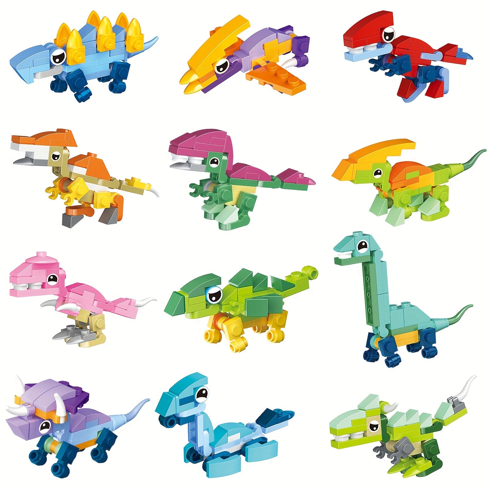 12-in-1 Dinosaurus Bouwblokken Set – 404 Stukjes voor 12 Modellen of 1 Grote Dino