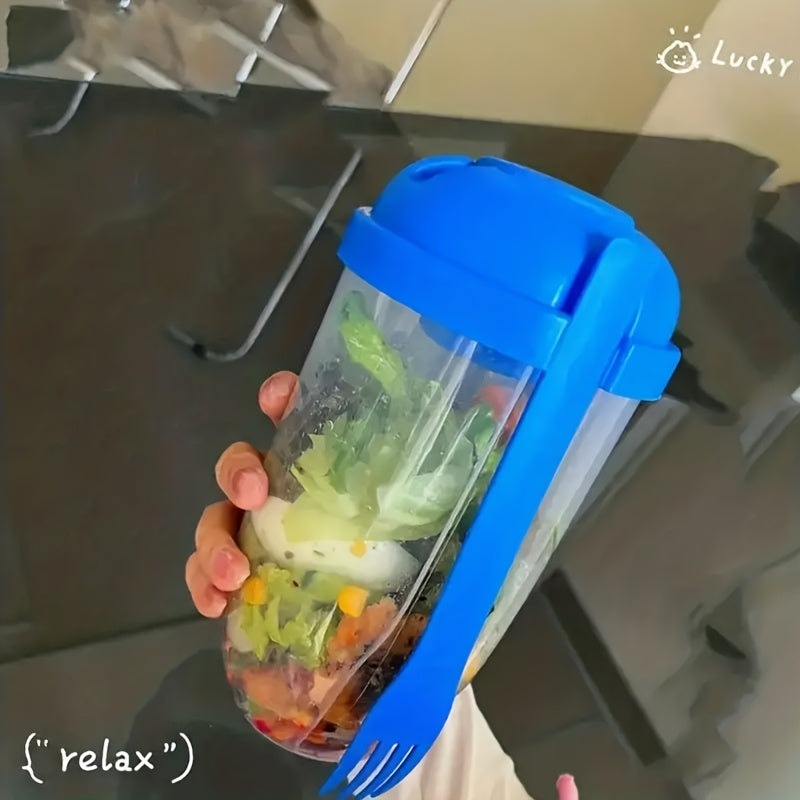 3 Stuks Saladebeker To Go Met Vork en Dressingbakje - 1000ml Gezonde Lunch Shaker Voor Onderweg