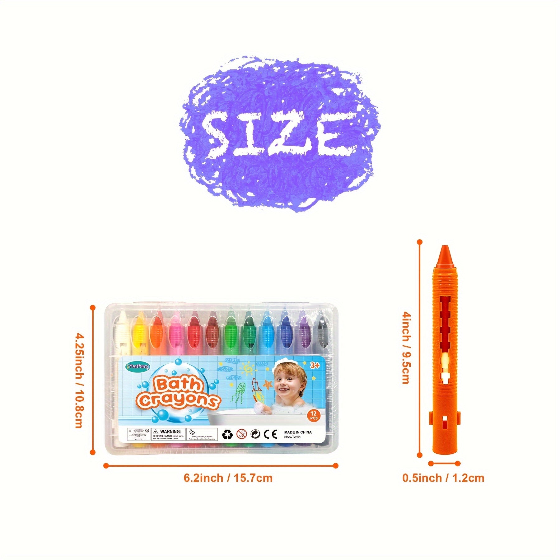 12 Stuks Badkrijt Set | Wasbare & Eenvoudig Schoon te Maken | Kleurige Bad Markers voor Bad Speelplezier