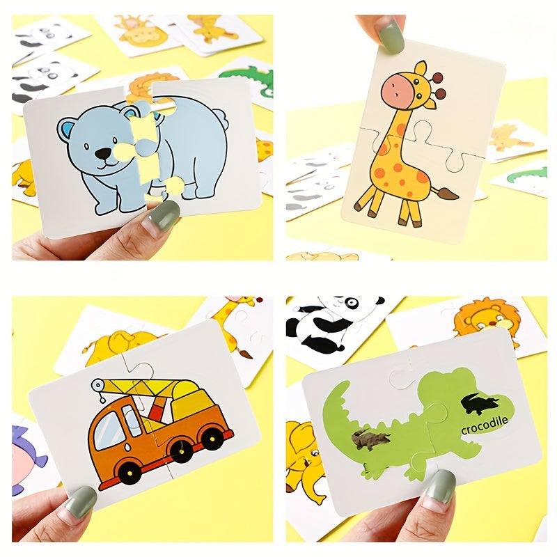 Educatieve Puzzelkaarten Set | Jigsaw Matching Game | Cognitieve Ontwikkeling | Geen Batterijen Nodig | Papier
