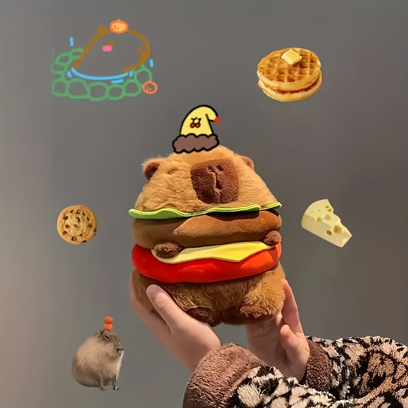 Zacht Pluche Hamburger Capybara Speelgoed | Gemengde Kleuren, Ideaal Cadeau voor Kinderen 0-3 Jaar, Knuffelvriend voor Peuters