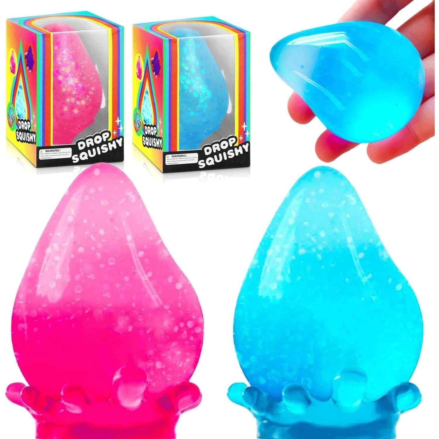 2 Stuks Squishy Druppel Stressbal voor Kinderen en Volwassenen - Fidget Toy voor Jongens en Meisjes - Sensorisch Anti-Stress Speelgoed