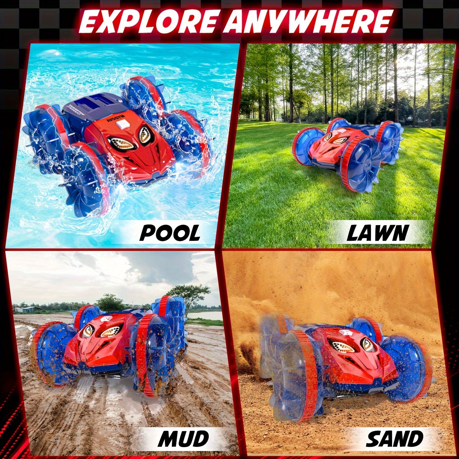 Waterdichte RC Monstertruck Boot | 4WD | 360° Rotatie | Voor Strand, Modder & Water