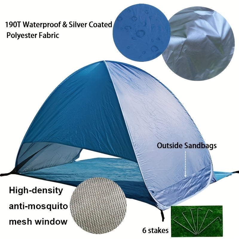 Draagbare Pop-up Strandtent – UPF 50+ UV-bescherming, Inclusief 6 Haringen | Perfect voor Outdoor & Feestdagen