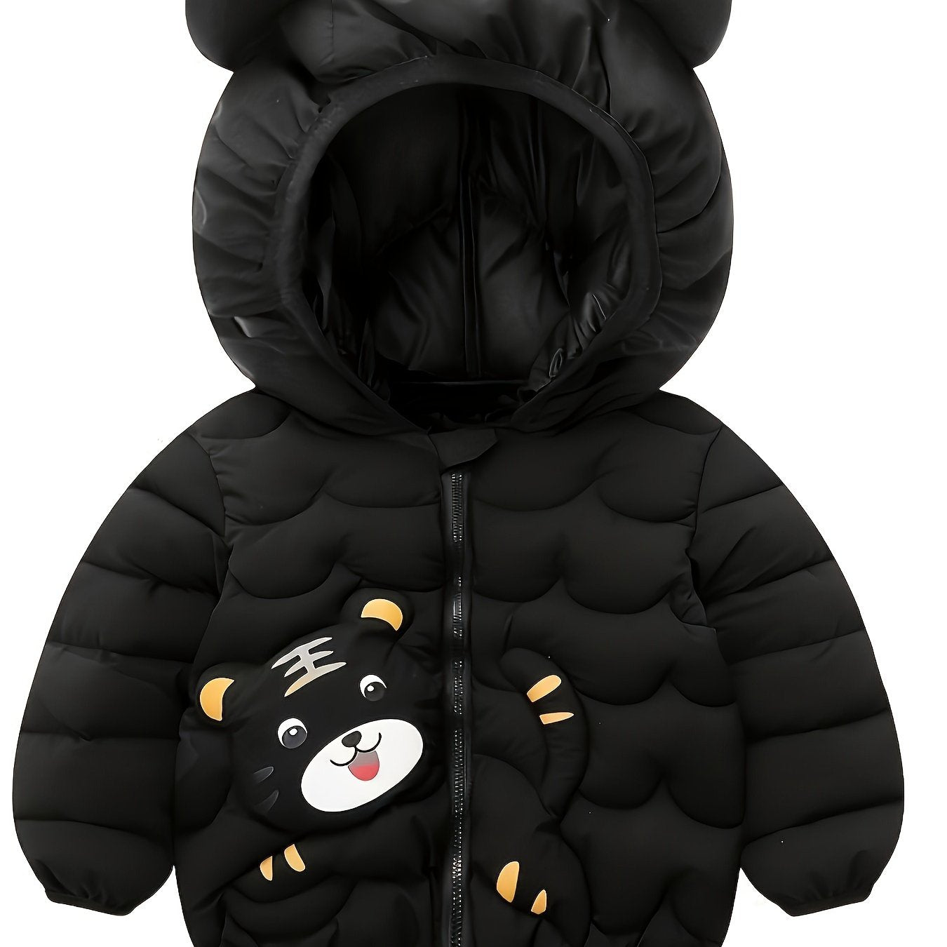 Kinderjas met tijgerkap | Gewatteerde jas met rits, warme jas voor baby’s en peuters herfst/winter