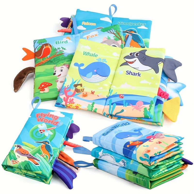 Livre en Tissu Crinkle Doux Montessori à Toucher et Ressentir | Jouets Sensoriaux pour Bébé Apprentissage Poussette
