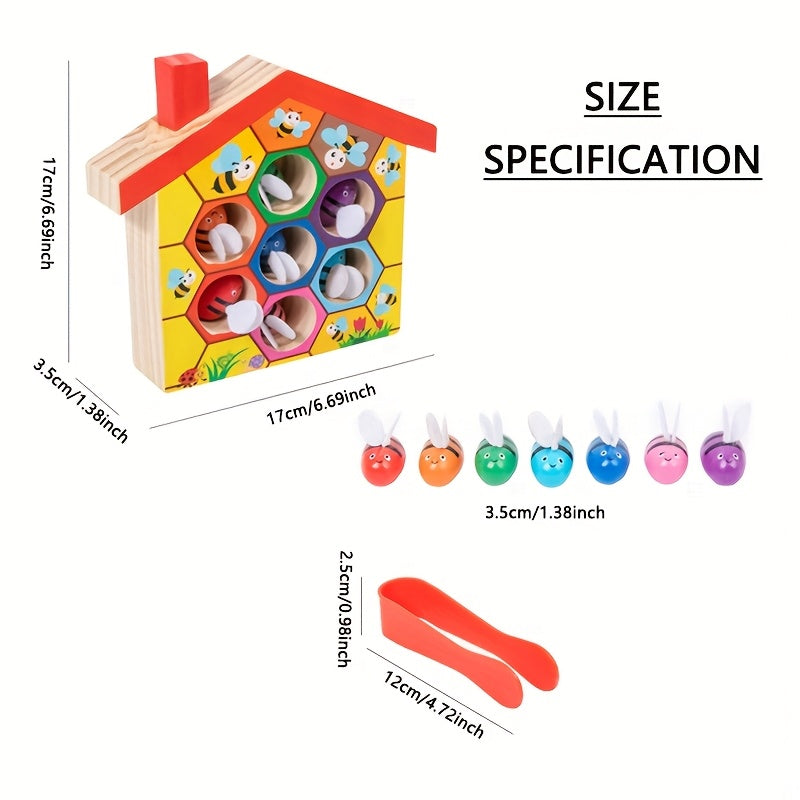 Houten Bijenspel voor Peuters | Fijnmotorisch Educatief Speelgoed