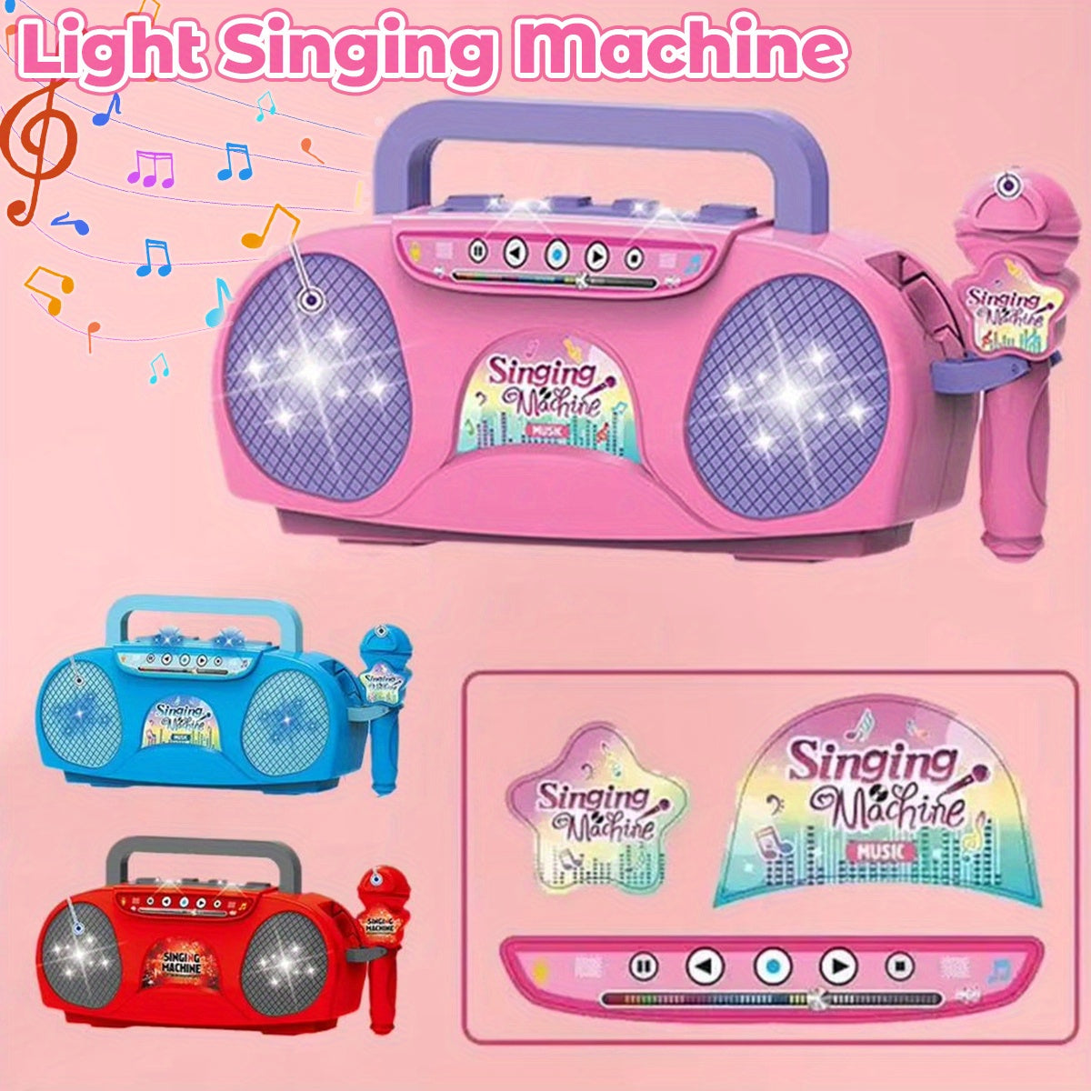 Zingende Ster Karaoke Microfoon Set met Lichteffecten | Educatief Muziekinstrument Speelgoed van ABS-Materiaal, Voor Leeftijd 3+, Beschikbaar in Rood, Blauw, Roze