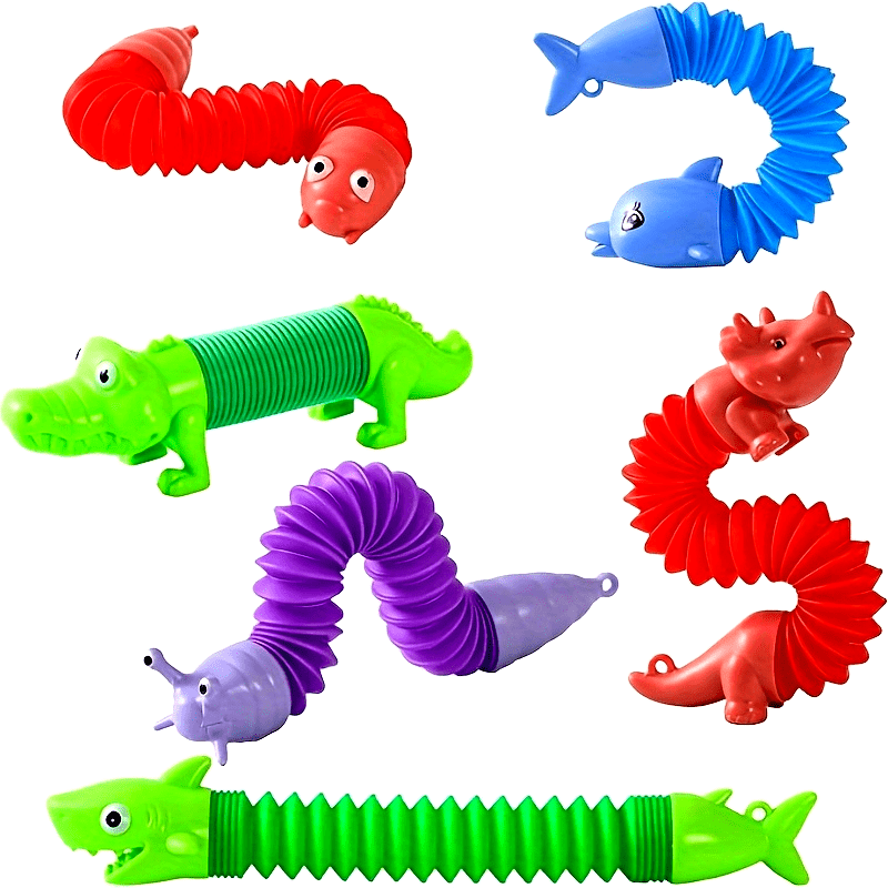 6x Pop Tube Dierensleutelhangers | Sensorisch Speelgoed | Mix Kleuren & Dieren