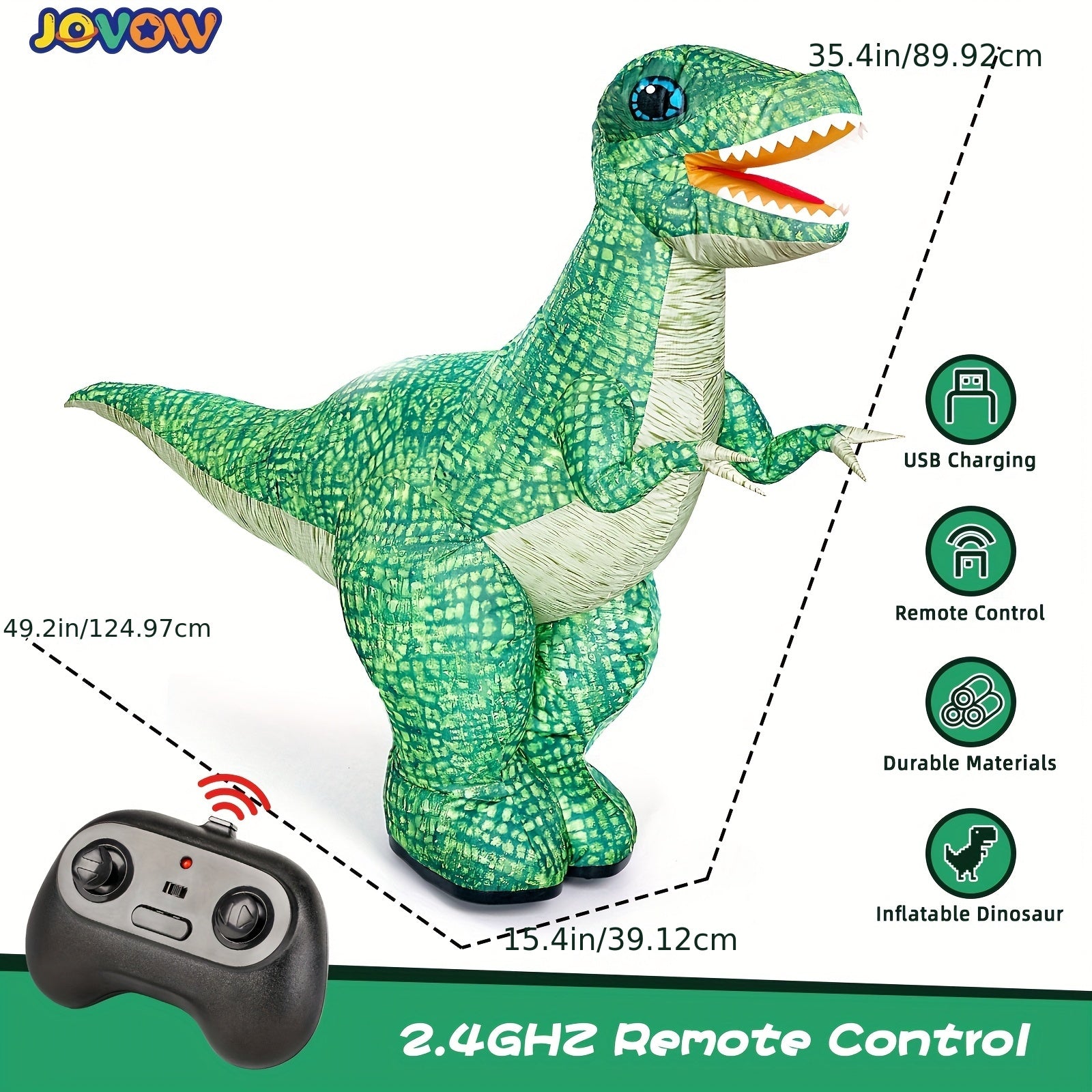 Opblaasbare T-Rex Dinosaurus | Op afstand bestuurbaar, perfect buitenspeelgoed