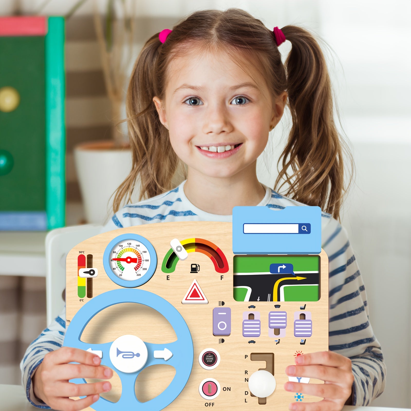 Houten Busy Board met Stuur | Educatief Speelgoed voor Jongens en Meisjes