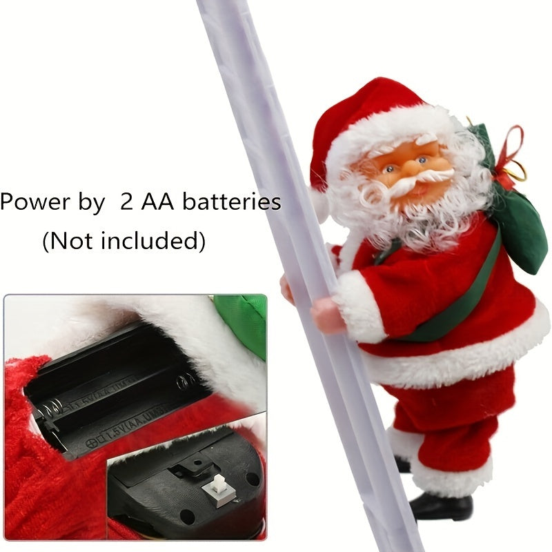 Klimmende Muzikale Kerstman met Cadeauzak - Perfecte Decoratie voor Kerstbomen & Feesten