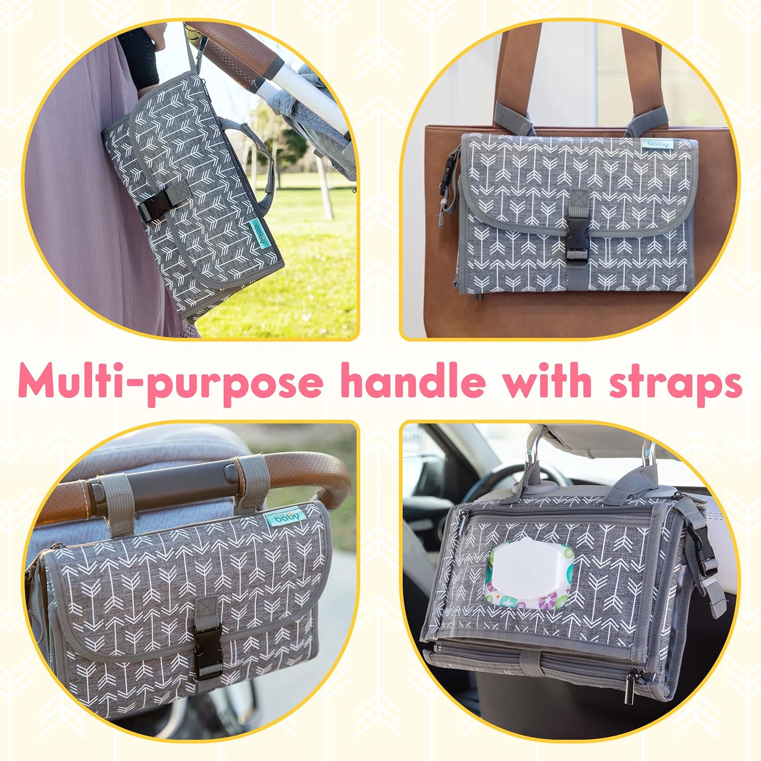 Draagbaar Luierveld | Vouwbaar Verschoonmatje voor Pasgeborenen met Slimme Doekjeszak voor Baby's