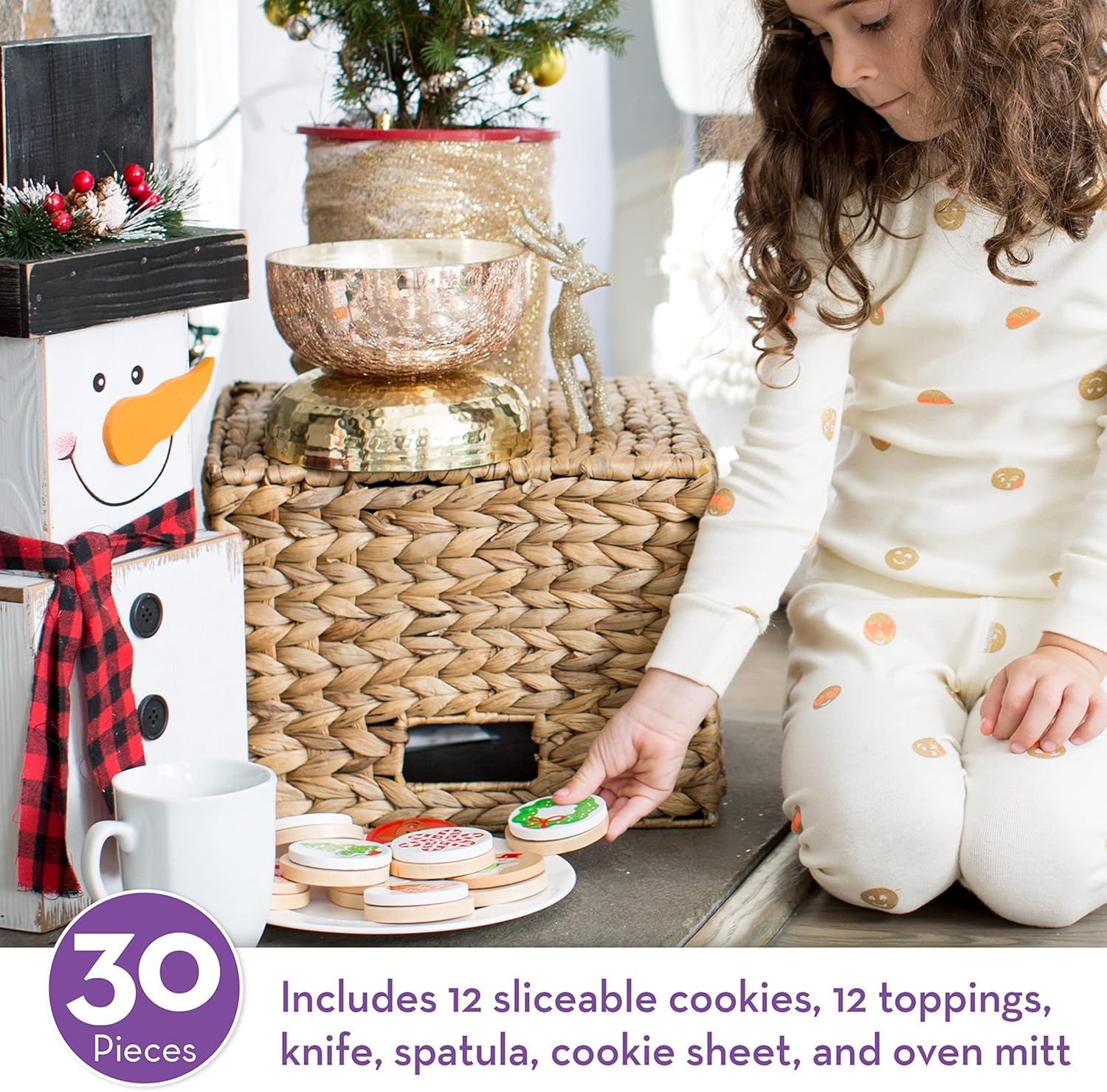 Houten kerstkoekjes speelset | Snijden & bakken speelgoed