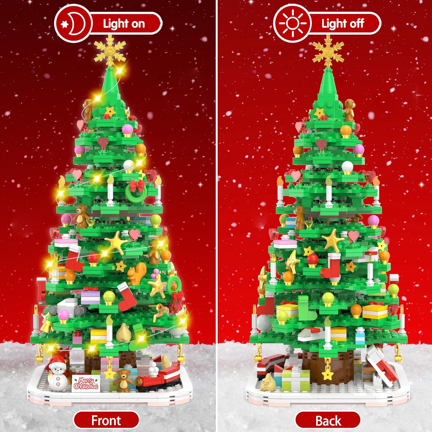 1102 Stuks Mini Bouwblokken | Kerstboom Bouwset voor Kinderen en Volwassenen