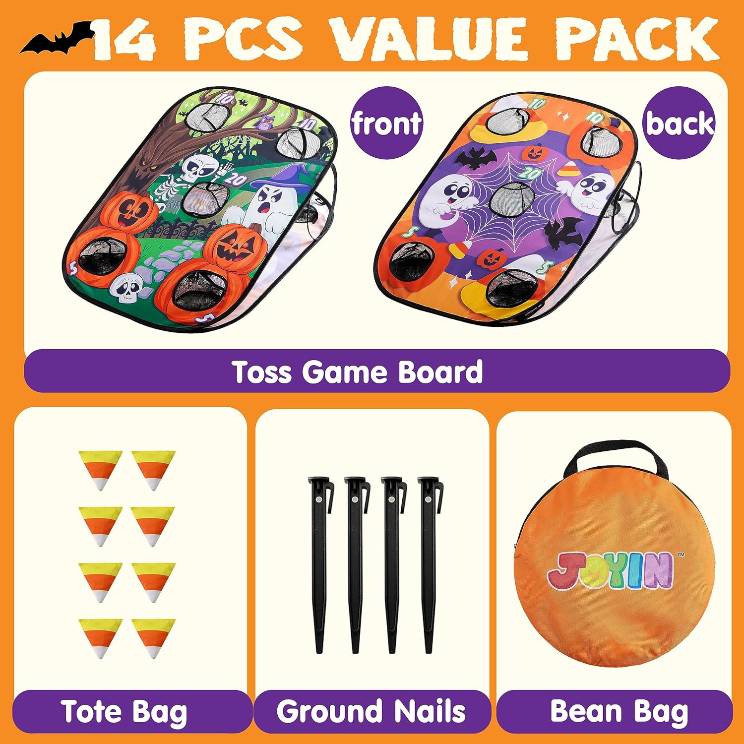 Halloween Werpspel met Pittenzakjes voor Kinderen en Familie - Opvouwbaar Buitenspeelgoed voor Jongens en Meisjes - Griezelig Gooispel voor Feestjes en in de Tuin