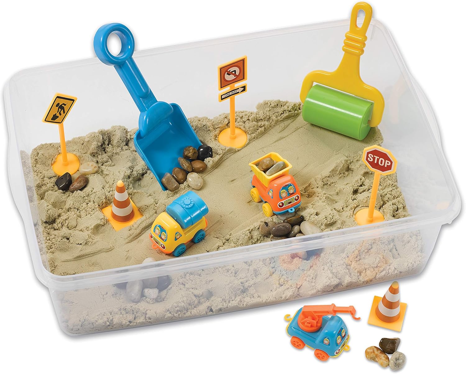 Sensory Bin Construction Zone Speelset | Graafmachine Speelgoed voor 3-5 Jaar Oud | Educatief Buitenspeelgoed en Activiteiten voor Kinderen