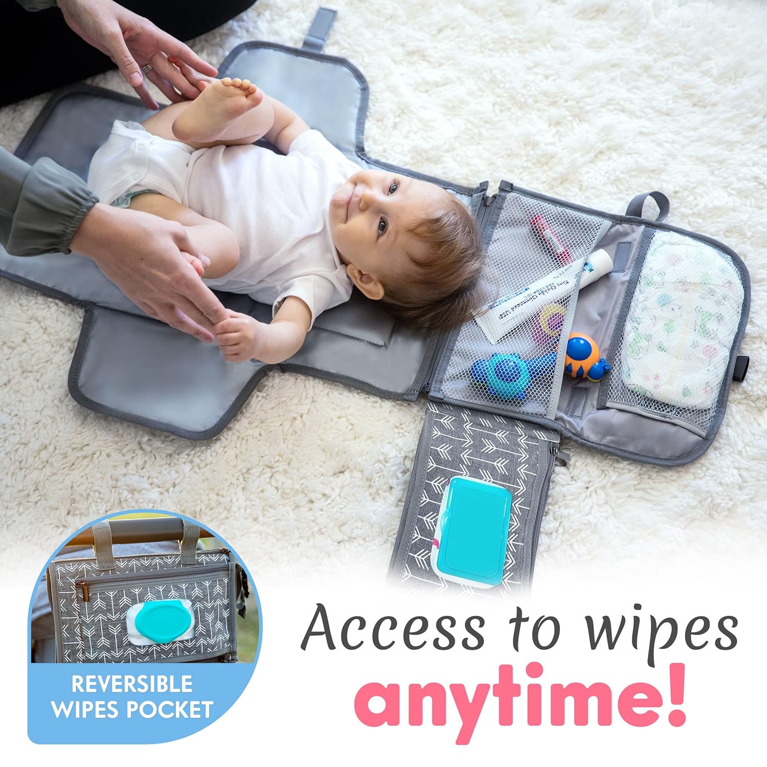 Draagbaar Verschoonmatje – Reisset met Doekjesvak | Baby Cadeau