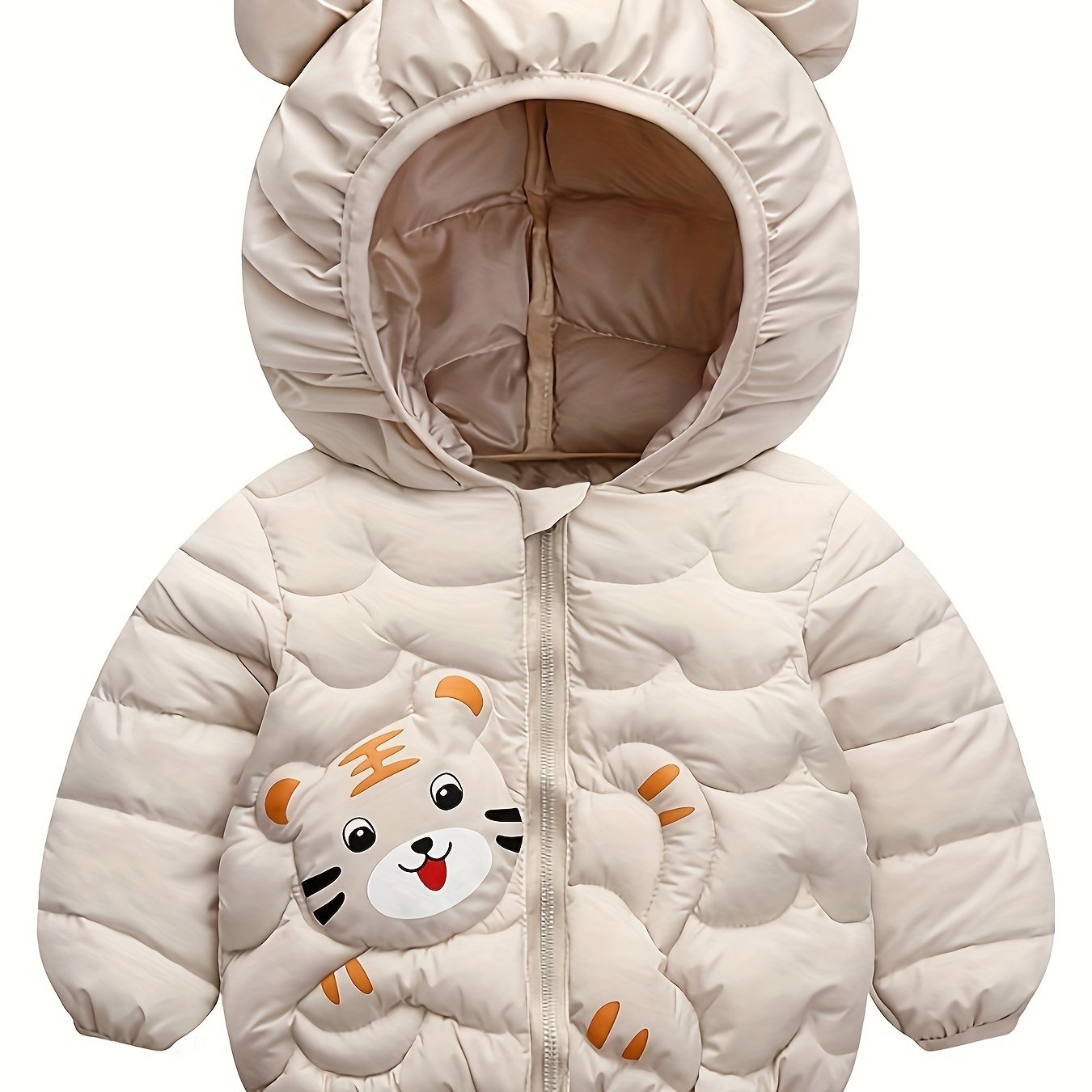 Kinder winterjas met capuchon | Warme parka dierenprint