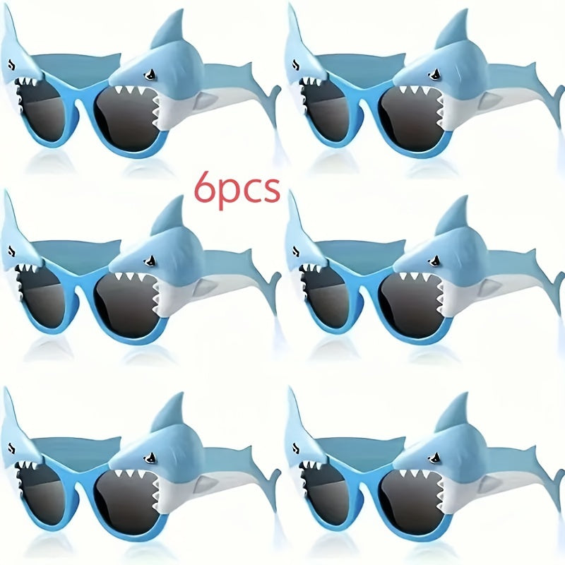 6x Haai-Thema Zonnebrillen – Leuke Strand & Pool Party Accessoires | Duurzaam PC-materiaal