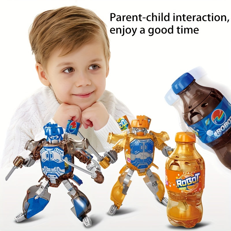 Transformeerbare Frisdrankblik Robot | Interactief Speelgoedfiguur | Duurzaam ABS | Tafeldisplay Robot voor Kinderen 14+ Jaar