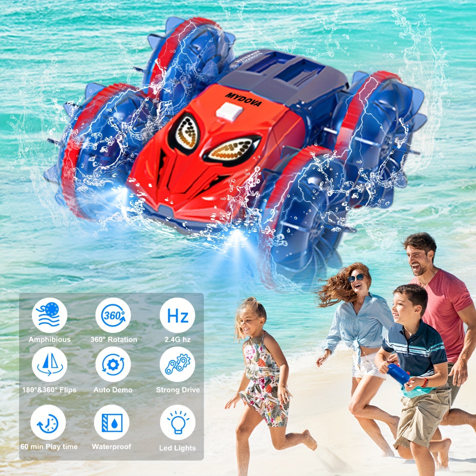 Waterdichte RC Monstertruck Boot | 4WD | 360° Rotatie | Voor Strand, Modder & Water