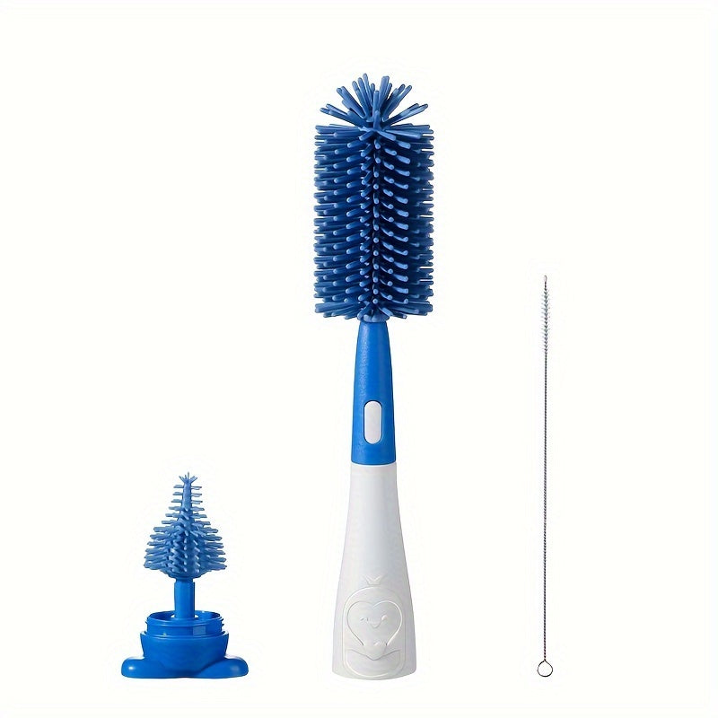 Pinguïn siliconen flessenborstelset | Borstel voor speen en rietjesflessen, reiniger voor bekers