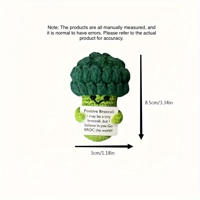1 Stuk Handgemaakte Garens Haak Broccoli Pop met Positieve Energie Kaart | Tas Hanger | Feestdecoratie