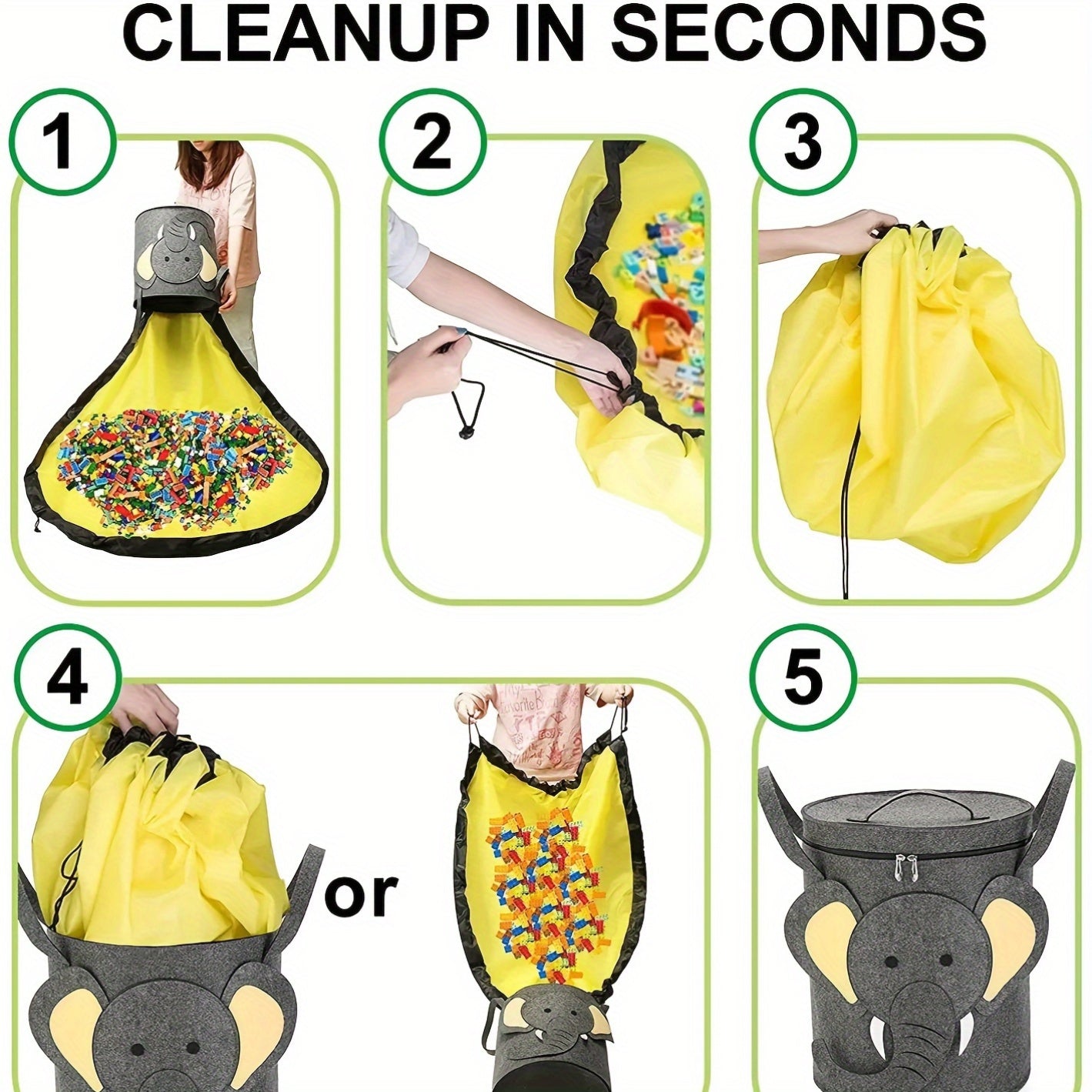 Grote Opbergzak met Speelmat | Schattig Dierenpatroon & Stofvrij Organisatiesysteem