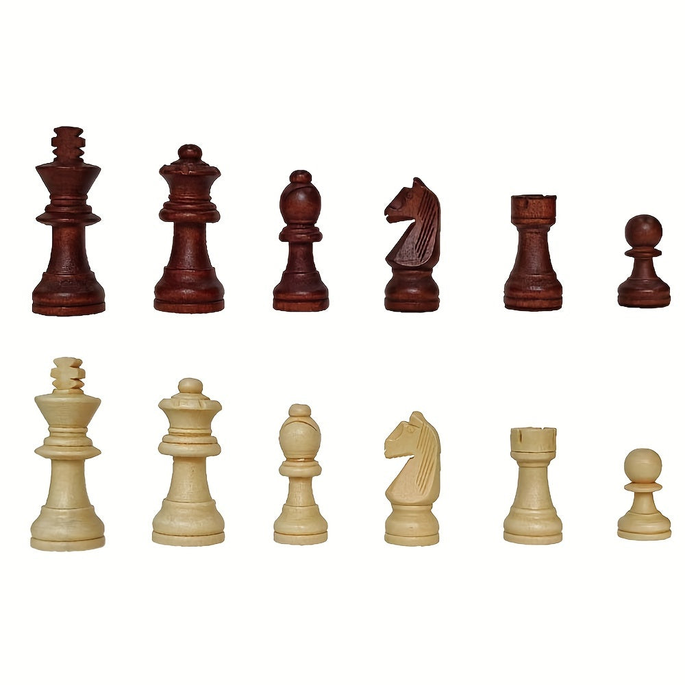 30.5 cm Groot Houten Schaak- en Damspel – Opvouwbaar Strategie Bordspel met Luxe Opbergdoos