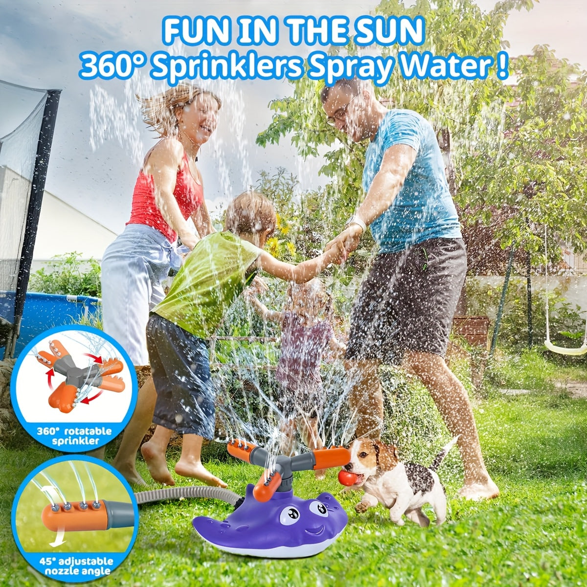 4-in-1 Watersproeier Basebal & Raketlanceerder voor Kinderen – Zomers Buitenspeelgoed met 3 Jets, 360° Draaibare Sproeier & 3 Raketjes – Voor Tuin en Zwembadfeestjes