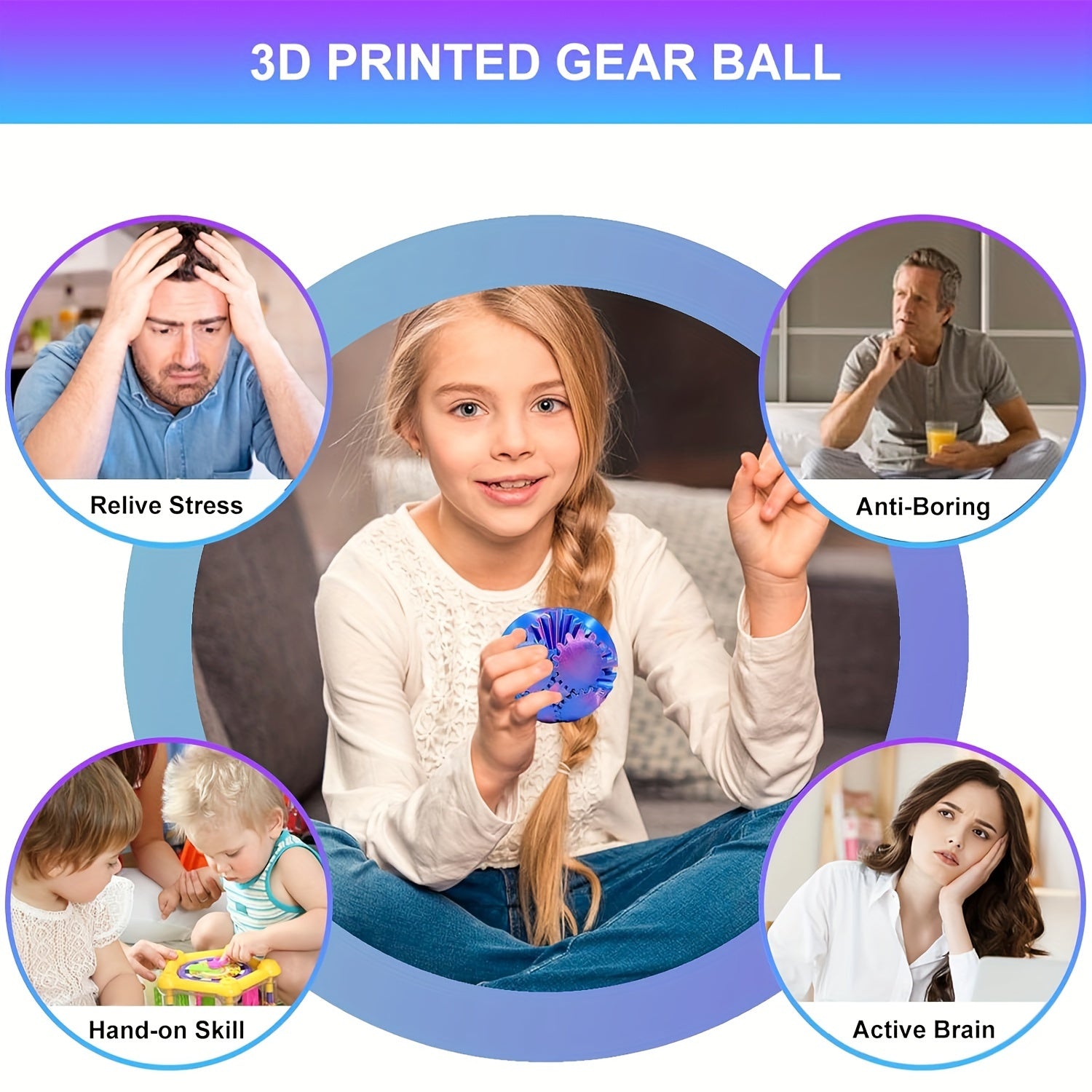 3D Tandwiel Bal - Steampunk Fidget Spinner Speelgoed, Kerstcadeau voor Kinderen