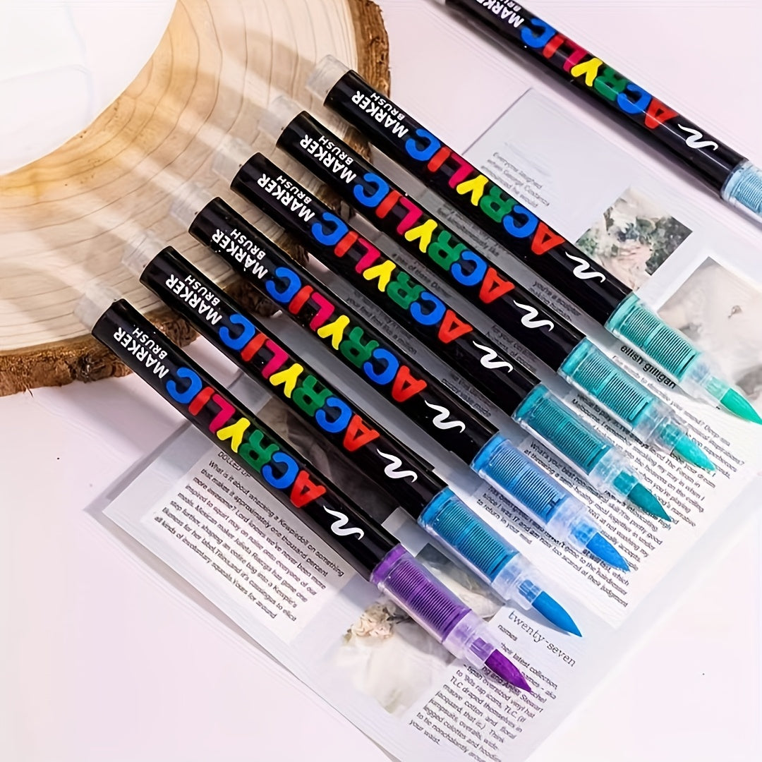 24-delige Acryl Marker Set – Flexibele Penseelpunt | Voor Diverse Oppervlakken