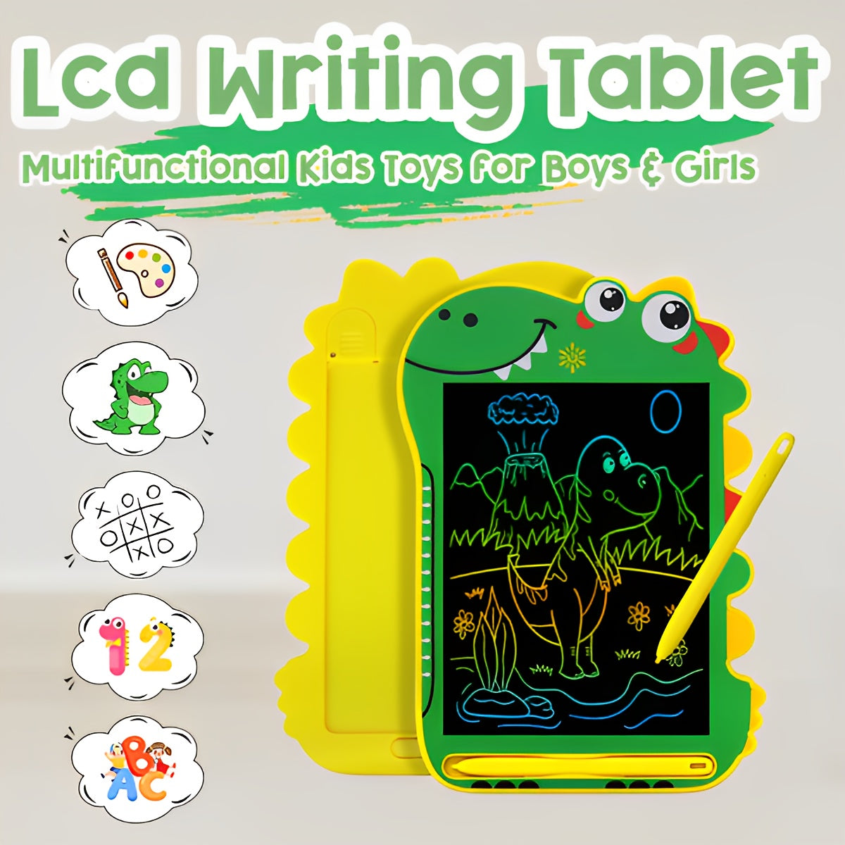 8-Inch LCD Dinosaurus Tekenbord Kinderen | Herbruikbaar Schrijftablet Speelgoed