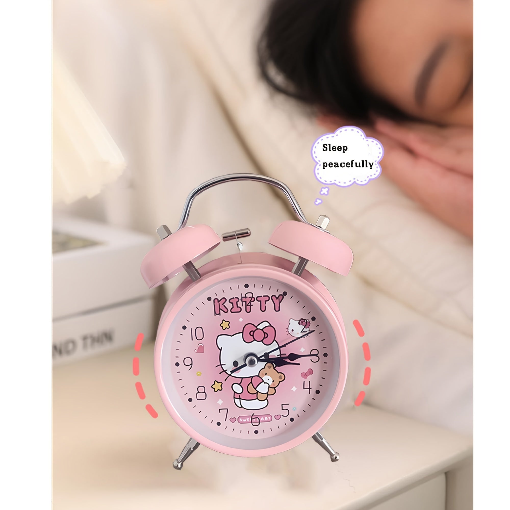 Réveil Matin Classique Hello Kitty pour Enfants et Filles - Horloge de Chevet Décorative avec Fonction Veilleuse - Cadeau Anniversaire Noël