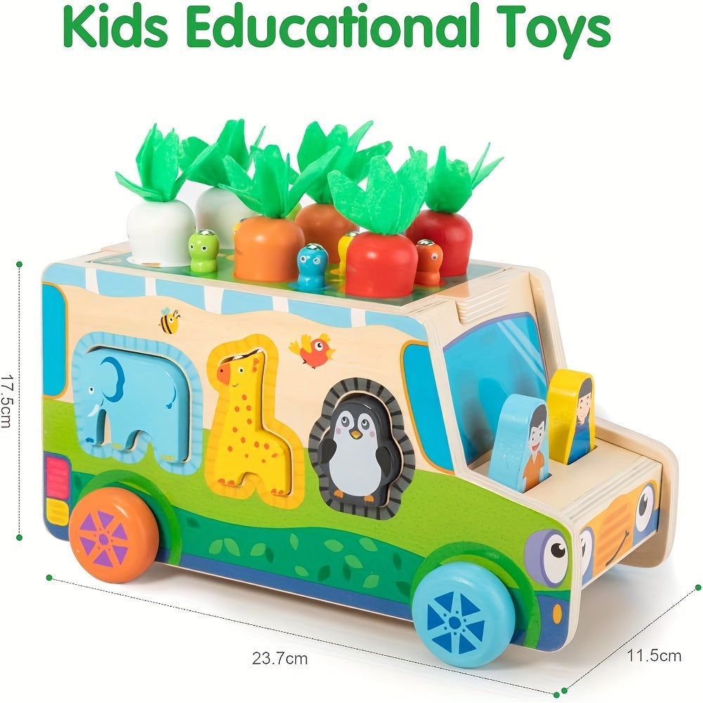 Houten Sorteer- en Stapelset | Carrots en Dieren Speelgoed voor Baby’s (0-3 Jaar)