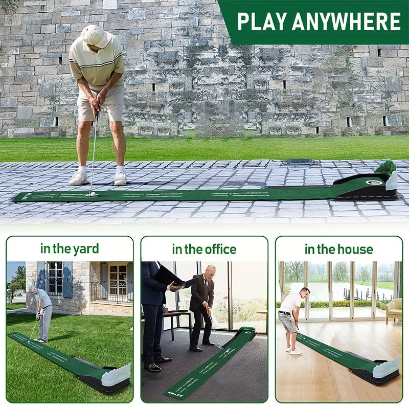 Indoor Golf Putting Mat | Auto-Bal Terugkeer, Putter Gidsen op 3, 5 & 7 Voet