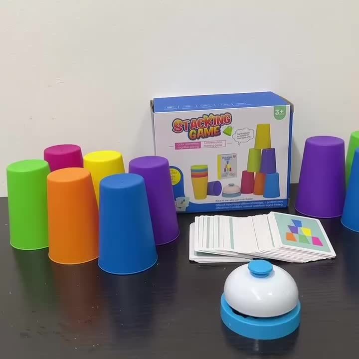54 Kaarten, 12 Bekers, 1 Bel Spelset | Stapelspel, Interactief Tafelspel, Ideaal Cadeau