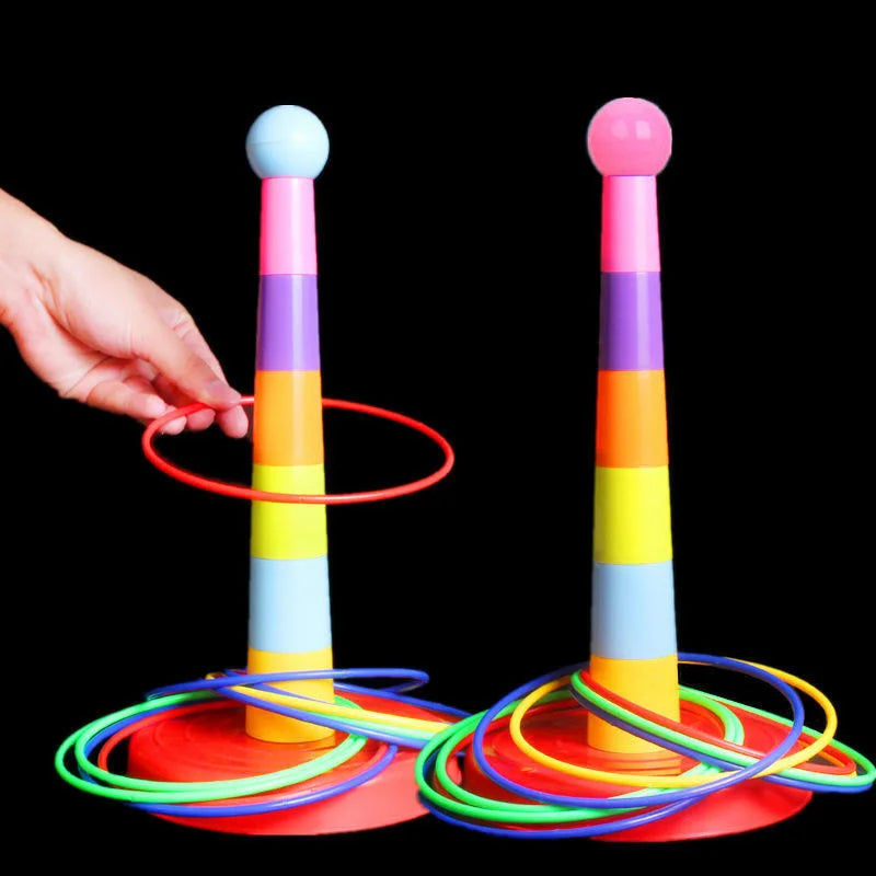 Kinderen stapelen en werpen ringen cirkelspel | Buiten plezier speelgoed set voor kinderen, ouder-kind gezinshoepelring toss