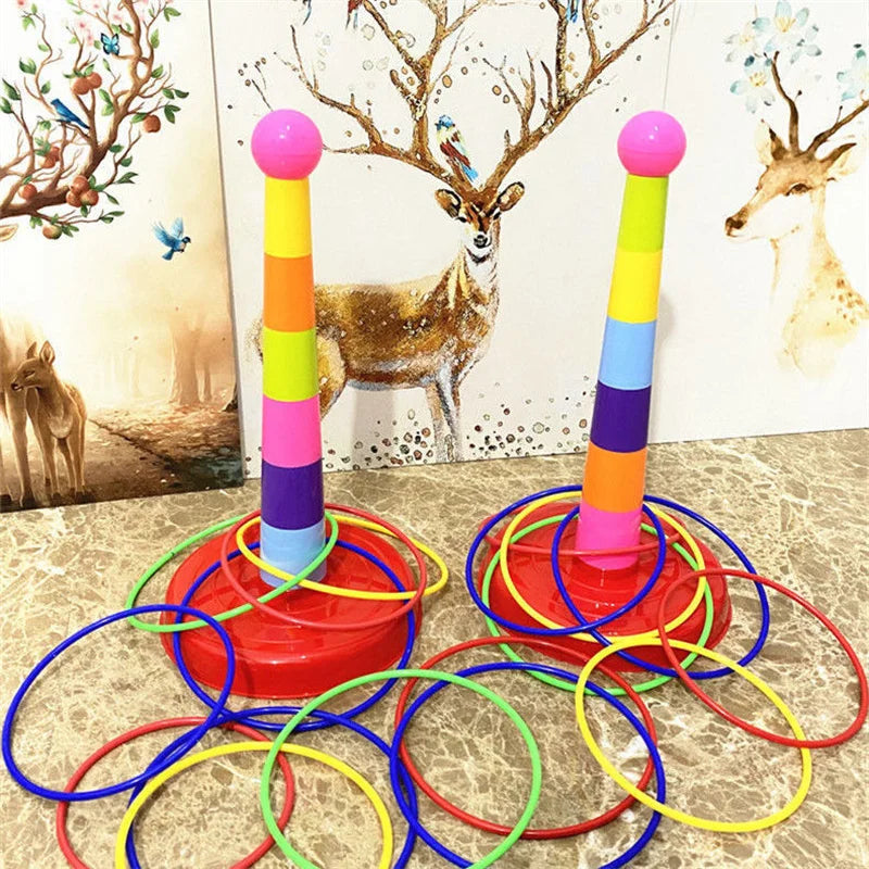 Kinderen stapelen en werpen ringen cirkelspel | Buiten plezier speelgoed set voor kinderen, ouder-kind gezinshoepelring toss