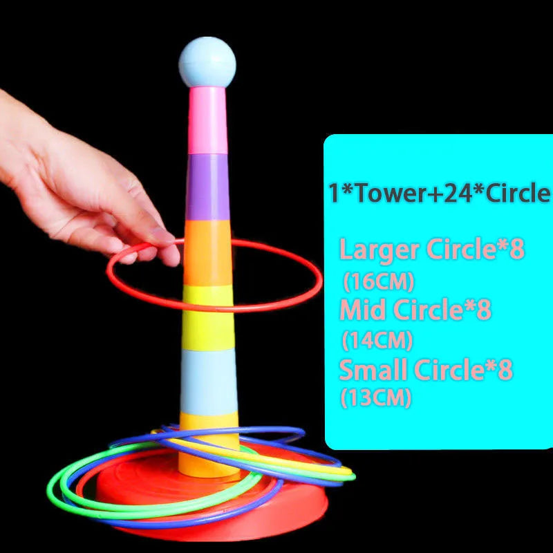 Kinderen stapelen en werpen ringen cirkelspel | Buiten plezier speelgoed set voor kinderen, ouder-kind gezinshoepelring toss