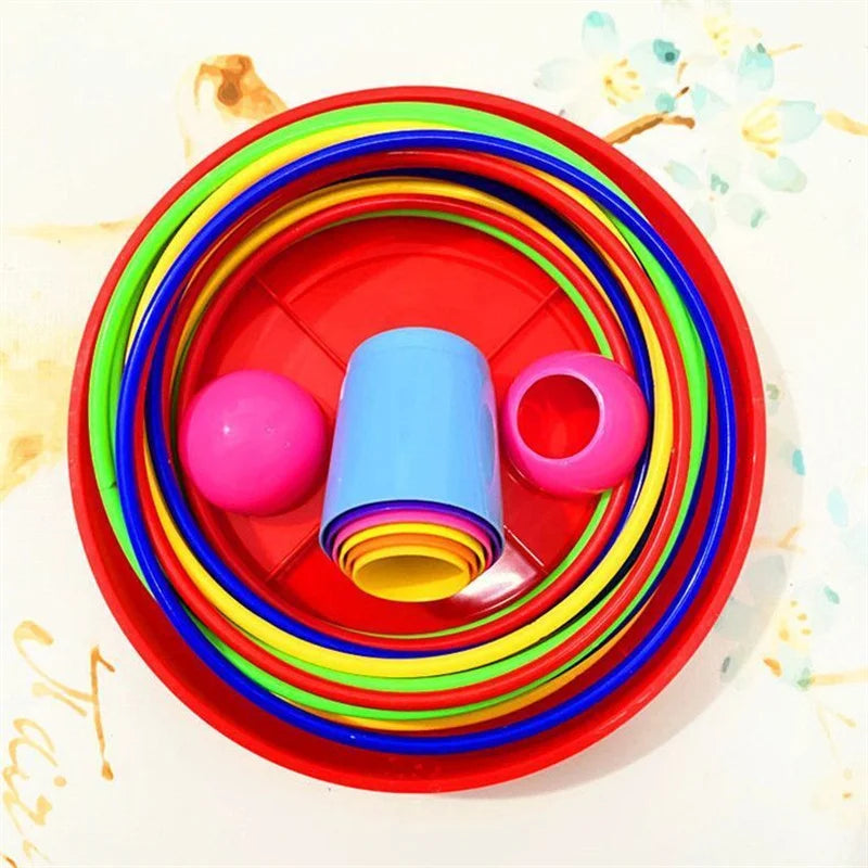 Kinderen stapelen en werpen ringen cirkelspel | Buiten plezier speelgoed set voor kinderen, ouder-kind gezinshoepelring toss